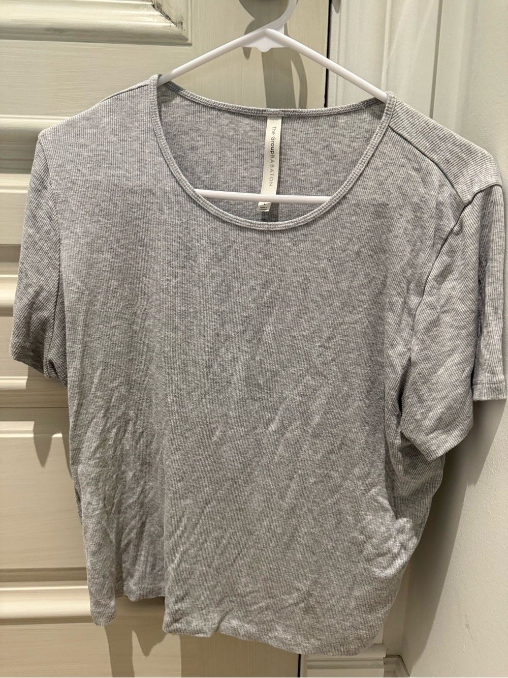 Babaton Heather Gray Short Sleeve Ribbed Tee